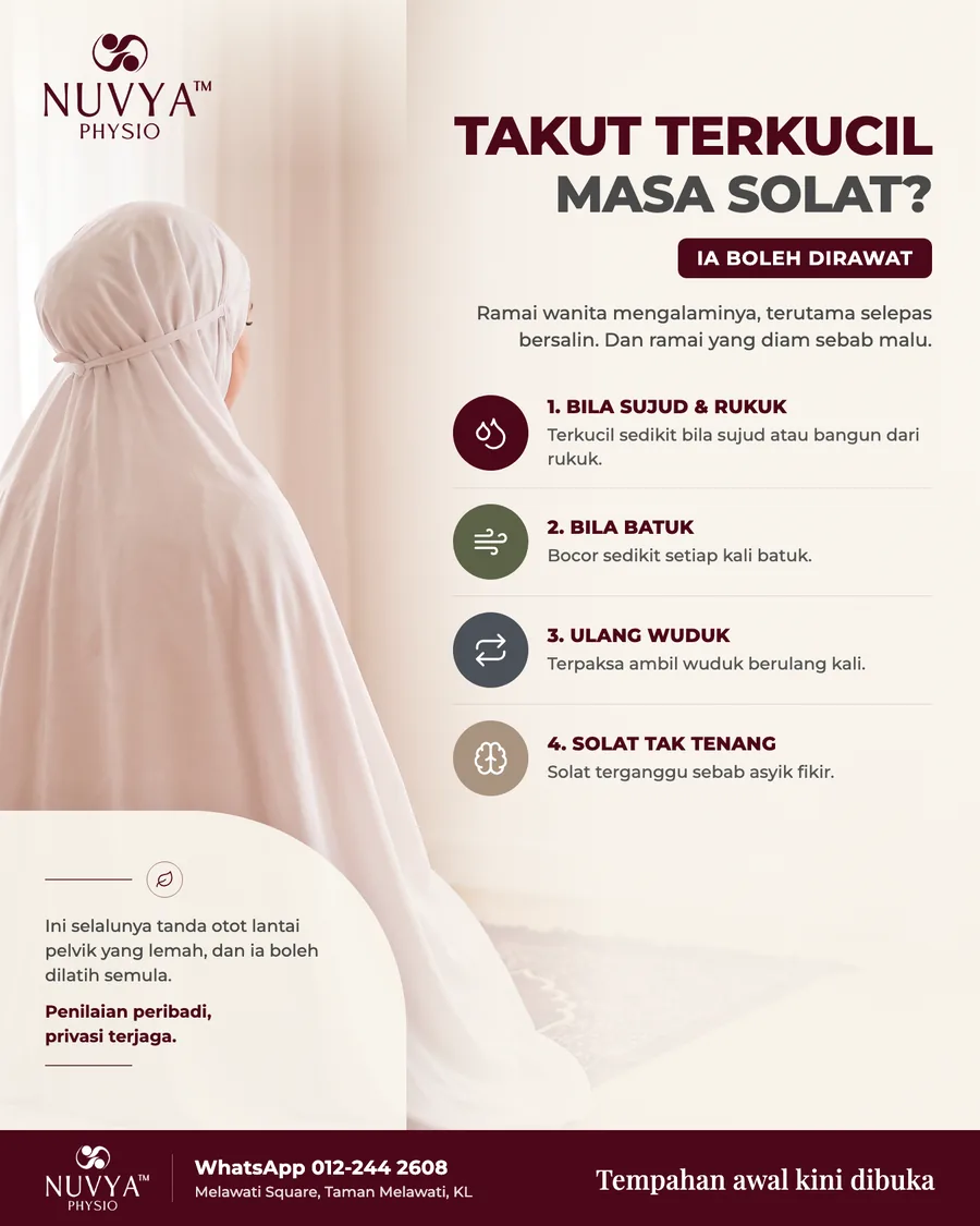Poster on urinary leakage worries during prayer