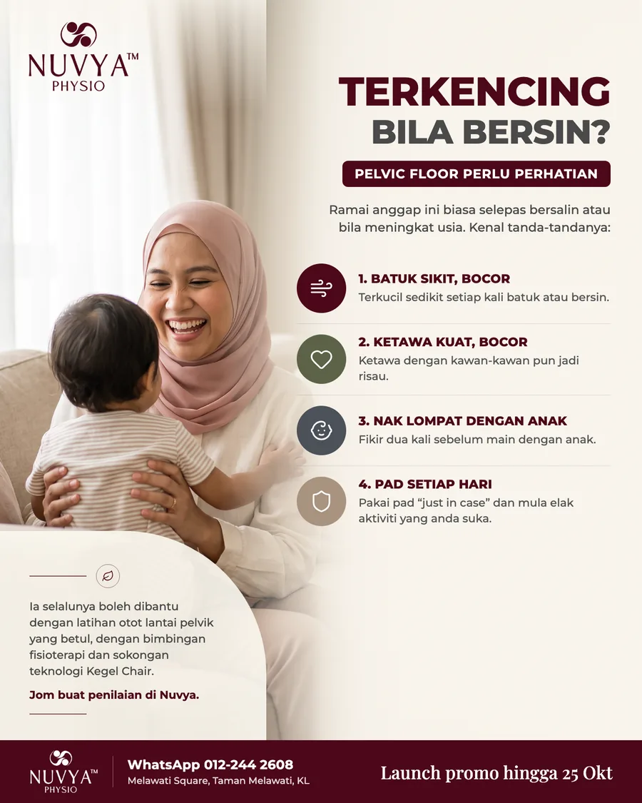 Poster on leaking when sneezing and pelvic floor care